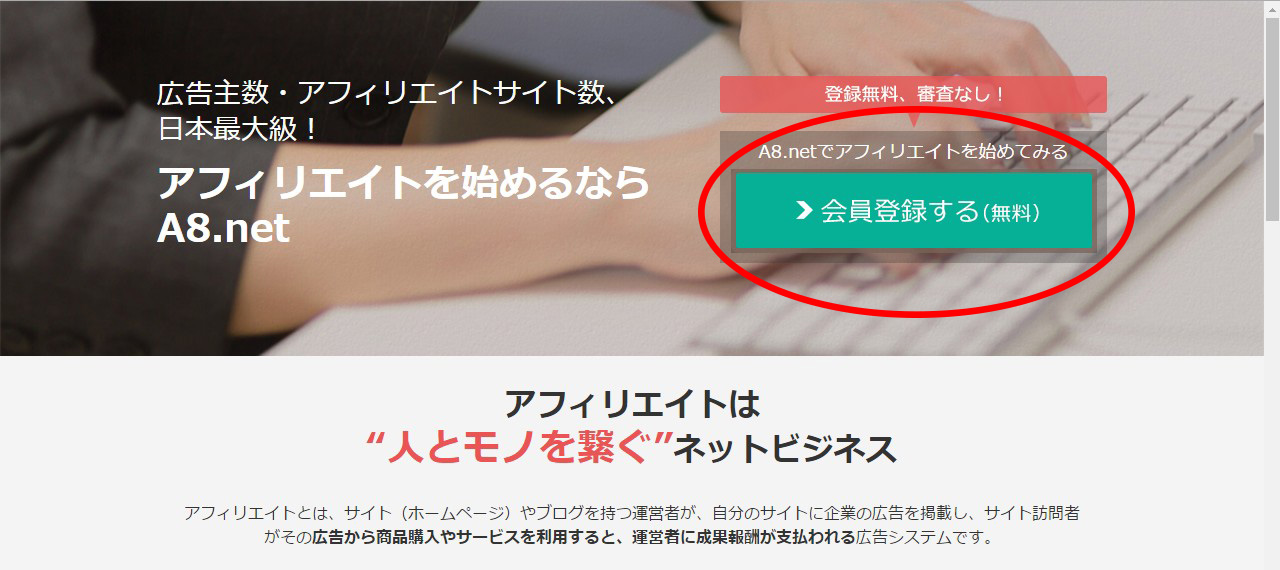 A8.netへの登録方法1