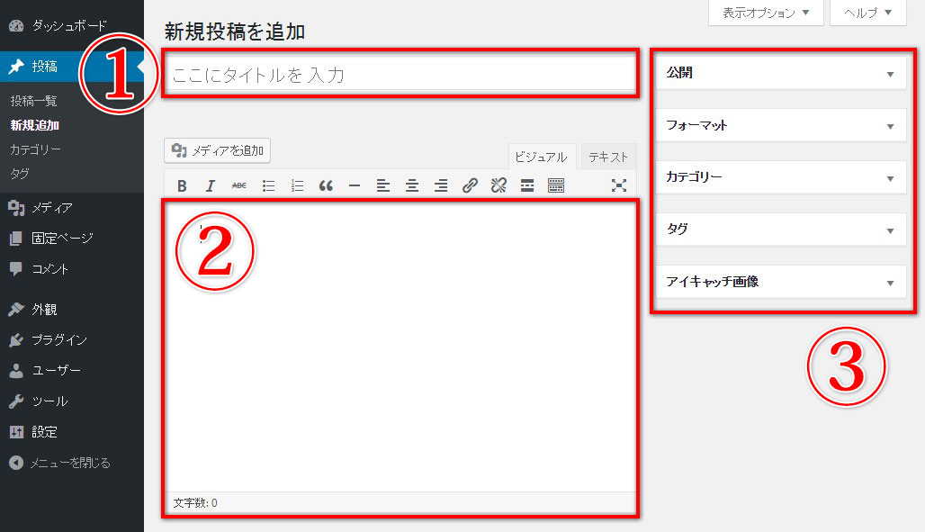 ワードプレスの投稿画面